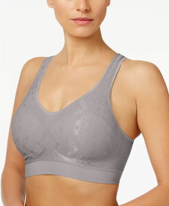 �o�� ���f�B�[�X �A���_�[�E�F�A �u���W���[ Bali Comfort Revolution ComfortFlex Fit Seamless Shaping Wireless Bra 3488 Crystal Grey Dot �O���[
