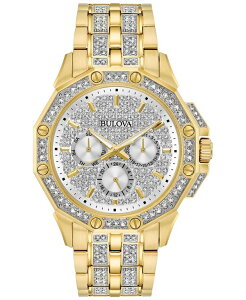 uo Y ANZT[ rv TVc Bulova Men's Crystal Accented Gold-Tone Stainless Steel Bracelet Watch 43mm No Color S[h