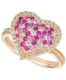 ル ヴァン レディース リング アクセサリー Strawberry Ombr&eacute;&reg; Pink Ombr&eacute; Ruby (1/2 ct. t.w.) & Nude Diamond (3/8 ct. t.w.) Heart Ring in 14k Rose Gold Pink Sapphire