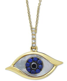 エフィー レディース ネックレス・チョーカー・ペンダントトップ アクセサリー EFFY Mother-of-Pearl Sapphire (1/10 ct. t.w.) & Diamond Accent Evil-Eye 18 Pendant Necklace in 14k Gold Gold