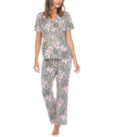 ホワイトマーク レディース カジュアルパンツ ボトムス Women's Short Sleeve Pants Tropical Pajama Set 2-Piece Leopard
