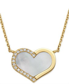 エフィー レディース ネックレス・チョーカー・ペンダントトップ アクセサリー EFFY&reg; Mother-of-Pearl & Diamond (1/20 ct. t.w.) Heart 18 Pendant Necklace in 14k Gold Yellow Gol