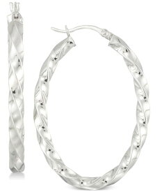 シモン アイ スミス レディース ピアス・イヤリング アクセサリー Textured Hoop Earrings in Sterling Silver Silver