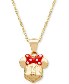 ディズニー レディース ネックレス・チョーカー・ペンダントトップ アクセサリー Children's Minnie Mouse 15 Pendant Necklace with Enamel Bow in 14k Gold Yellow Gold