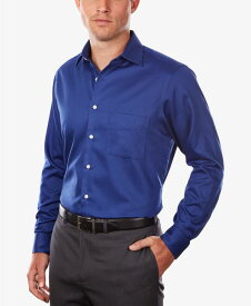 ヴァンハウセン メンズ シャツ トップス Men's Classic/Regular Fit Stretch Wrinkle Free Sateen Dress Shirt Blue Velvet