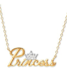 ディズニー レディース ネックレス・チョーカー・ペンダントトップ アクセサリー Cubic Zirconia Princess Tiara 18 Pendant Necklace in 18k Gold Over Silver Gold Over Silver