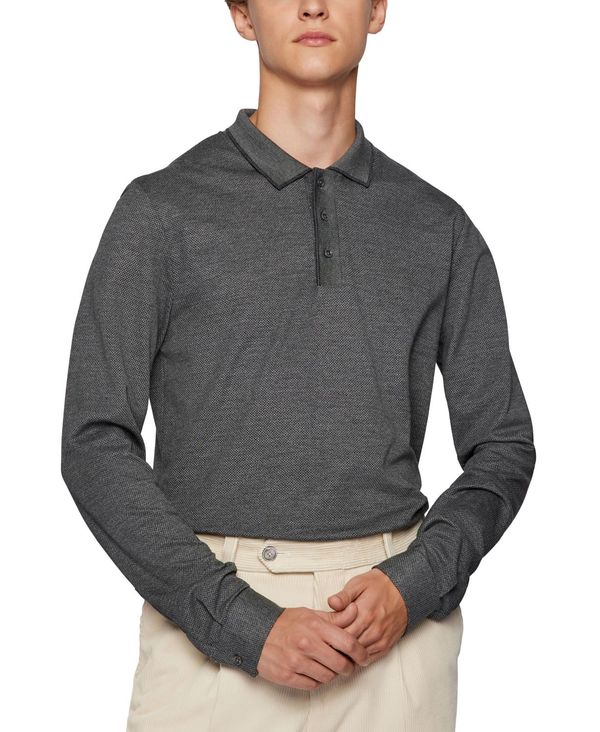 送料無料 サイズ交換無料 ヒューゴボス メンズ 人気ブランド多数対象 トップス ポロシャツ Medium Cotton-Silk BOSS Polo Men's Grey Shirt 評価