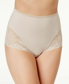 バリ レディース パンツ アンダーウェア Women's Firm Tummy-Control Lace Trim Microfiber Brief Underwear 2 Pack X054 Nude/Nude (Nude 5)