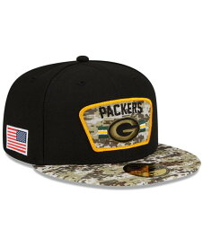 ニューエラ メンズ 帽子 アクセサリー Men's Black-Camouflage Green Bay Packers 2021 Salute To Service 59FIFTY Fitted Hat Black-Camouflage
