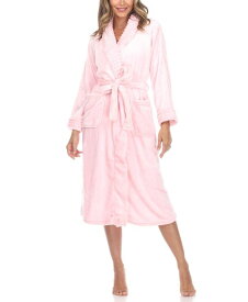 ホワイトマーク レディース ナイトウェア アンダーウェア Plus Size Cozy Loungewear Belted Robe Pink