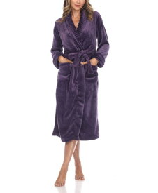 ホワイトマーク レディース ナイトウェア アンダーウェア Plus Size Cozy Loungewear Belted Robe Purple