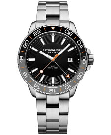 レイモンド ウィル メンズ 腕時計 アクセサリー Men's Swiss Tango GMT Stainless Steel Bracelet Watch 42mm Black