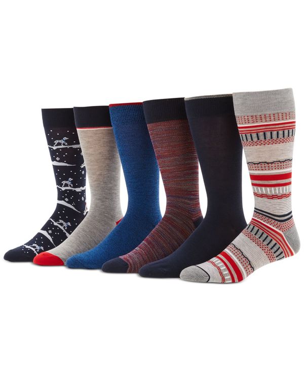 送料無料 サイズ交換無料 ペリーエリス メンズ 希望者のみラッピング無料 アンダーウェア 訳あり品送料無料 靴下 Assorted Holiday 6-Pk. Comfort Socks Stretch Men's