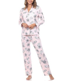ホワイトマーク レディース ナイトウェア アンダーウェア Women's Long Sleeve Floral Pajama Set 2-Piece Rose
