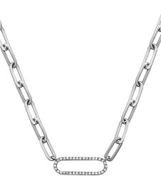 エフィー レディース ネックレス・チョーカー・ペンダントトップ アクセサリー EFFY&reg; Diamond Oval Link Paperclip 18 Chain Necklace (1/8 ct. t.w.) in Sterling Silver Sterling Silver