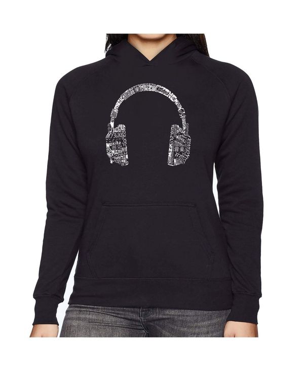 エルエーポップアート レディース パーカー・スウェット アウター Women's Word Art Hooded Sweatshirt  -Headphones - Languages Black パーカー - library.msu.ac.zw