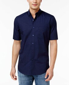 クラブルーム メンズ シャツ トップス Men's Micro Dot Print Stretch Cotton Shirt Navy Blue