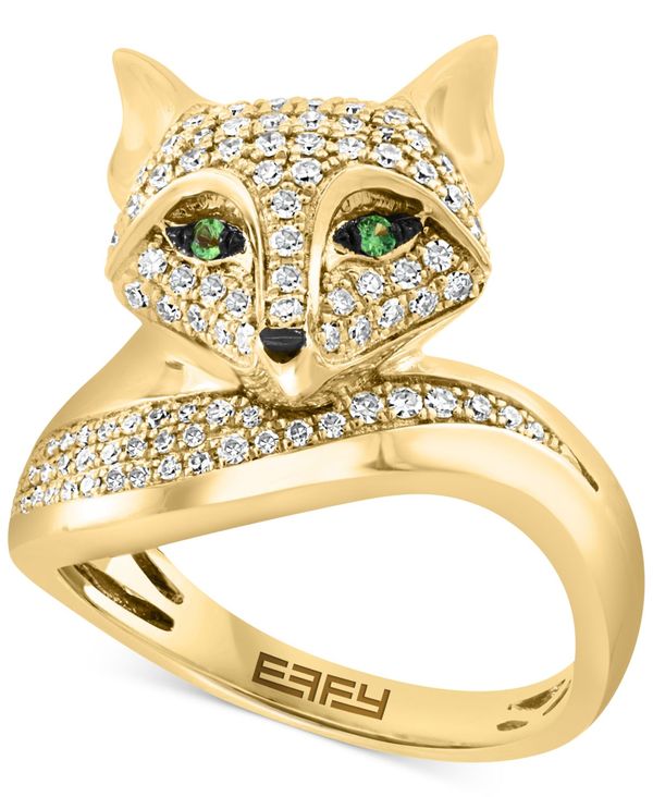 エフィー レディース リング アクセサリー EFFYreg; Diamond (3 ct.  Tsavorite Accent Fox Ring in 14k Gold Yellow Gold