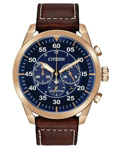 V`Y Y rv ANZT[ Eco-Drive Men's Chronograph Avion Brown Leather Strap Watch 48mm Brown