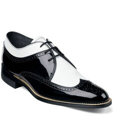 ステイシーアダムス メンズ スニーカー シューズ Dayton Wing-Tip Lace-Up Shoes Black Patent and White Leather