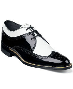 �X�e�C�V�[�A�_���X �����Y �V���[�Y �X�j�[�J�[ ���[�X Stacy Adams Dayton Wing-Tip Lace-Up Shoes Black Patent and White Leather �z���C�g