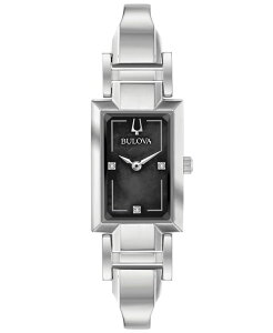 uo fB[X ANZT[ rv TVc Bulova Women's Diamond-Accent Stainless Steel Bangle Bracelet Watch 18x33mm Silver Vo[
