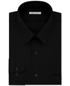 ヴァンハウセン メンズ シャツ トップス Men's Big & Tall Classic/Regular Fit Wrinkle Free Poplin Solid Dress Shirt Black