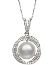 ベル ドゥ メール レディース ネックレス・チョーカー・ペンダントトップ アクセサリー Cultured Freshwater Pearl (11mm) & Cubic Zirconia 18 Pendant Necklace in Sterling Silver Silver