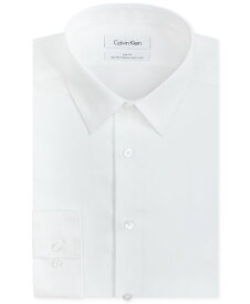 カルバンクライン メンズ シャツ トップス Men's Slim Fit Non Iron Performance Herringbone Point Collar Dress Shirt White