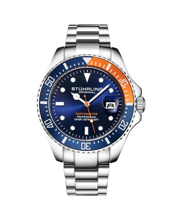 コレクション新作が登場 ストゥーリング メンズ 腕時計 アクセサリー Men´s Silver Tone Stainless Steel  Bracelet Watch 42mm Black 腕時計