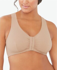 グラマライズ レディース ブラジャー アンダーウェア Women's Full Figure Plus Size Complete Comfort Wirefree Cotton T-Back Bra Cafe