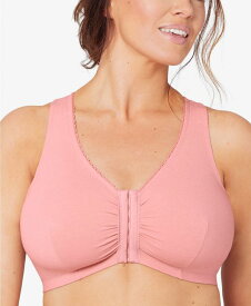 グラマライズ レディース ブラジャー アンダーウェア Women's Full Figure Plus Size Complete Comfort Wirefree Cotton T-Back Bra Pink Blush