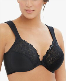 グラマライズ レディース ブラジャー アンダーウェア Women's Full Figure Plus Size Wonderwire Front Close Bra Black