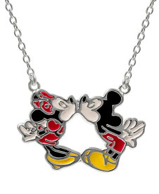 ディズニー レディース ネックレス・チョーカー・ペンダントトップ アクセサリー Kissing Minnie & Mickey Mouse 18 Pendant Necklace in Sterling Silver Sterling Silver