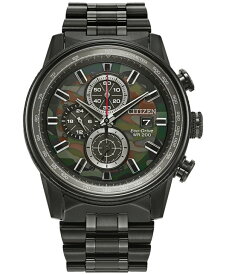 シチズン メンズ 腕時計 アクセサリー Eco-Drive Men's Chronograph Nighthawk Black Stainless Steel Bracelet Watch 43mm Black