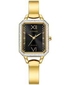 シチズン レディース 腕時計 アクセサリー Eco-Drive Women's Crystal Gold-Tone Stainless Steel Bangle Bracelet Watch 23mm Gold-tone
