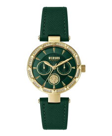 ヴェルサーチ レディース 腕時計 アクセサリー Women's Sertie Green Leather Strap Watch 36mm Gold
