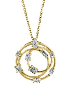 エフィー レディース ネックレス・チョーカー・ペンダントトップ アクセサリー EFFY&reg; Diamond Multi-Cut Multi-Circle 18 Pendant Necklace (5/8 ct. t.w.) in 14k Gold Yellow Gold