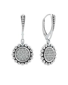 ���S�X ���f�B�[�X �A�N�Z�T���[ �s�A�X�E�C�������O LAGOS Sterling Silver Caviar Spark Diamond Drop Earrings White/Silver �z���C�g