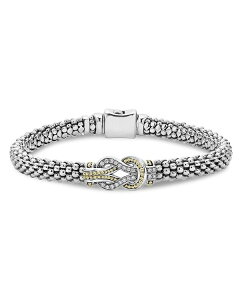 ���S�X ���f�B�[�X �A�N�Z�T���[ �u���X���b�g�E�o���O���E�A���N���b�g LAGOS 18K Gold and Sterling Silver Newport Knot Bracelet with Diamonds White/Gold �z���C�g