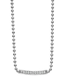ラゴス レディース ネックレス・チョーカー・ペンダントトップ アクセサリー Sterling Silver Caviar Spark Diamond Bar & Ball Chain Necklace 16 White/Silver