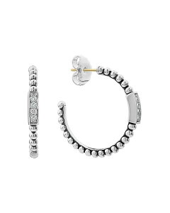 ���S�X ���f�B�[�X �A�N�Z�T���[ �s�A�X�E�C�������O LAGOS Sterling Silver Caviar Spark Diamond Hoop Earrings White/Silver �z���C�g