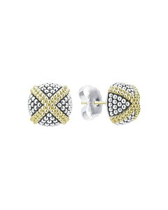 SX fB[X ANZT[ sAXECO LAGOS 18K Yellow Gold & Sterling Silver Signature Caviar Square Earrings Gold/Silver S[h