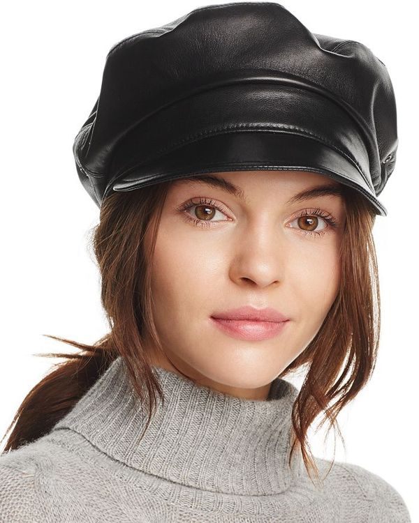 最新デザインの 送料無料 サイズ交換無料 エリックジャヴィッツ レディース アクセサリー 帽子 Porter Night Leather Black 信託 Cap