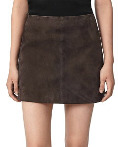 �I�[���Z�C���c ���f�B�[�X �{�g���X�J�[�g �~�j �X�G�[�h ALLSAINTS Renai Suede Mini Skirt Bitter Brown �u���E��