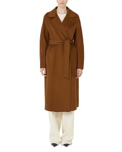 �}�b�N�X�}�[�� ���f�B�[�X �A�E�^�[ �R�[�g Max Mara Studio Mstcles Lapel Wrap Coatobacco