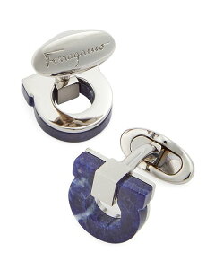 サルヴァトーレ フェラガモ メンズ カフスボタン アクセサリー Limestone Gancini Cuff Links Blue
