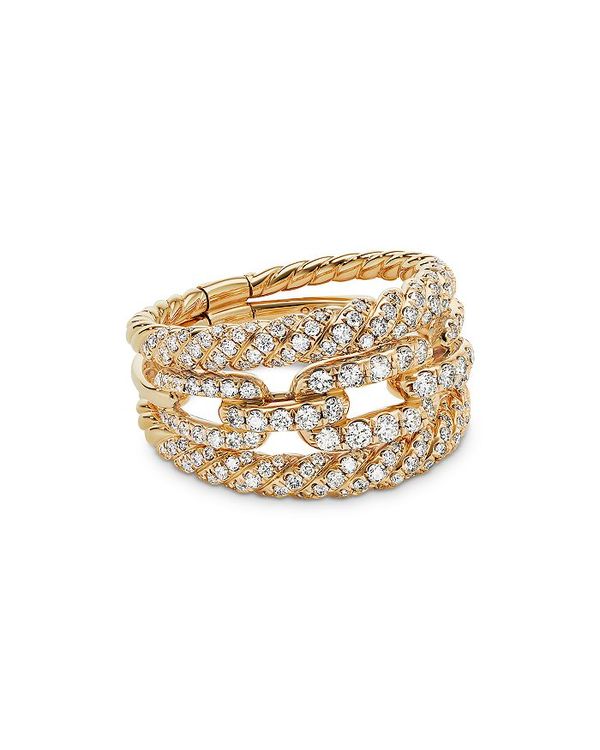 デイビット・ユーマン レディース リング アクセサリー 18K Yellow Gold Stax Three-Row Ring with Diamonds Gold