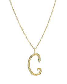 ゾエレフ レディース ネックレス・チョーカー・ペンダントトップ アクセサリー 14K Yellow Gold Emerald & Diamond Accent Snake Initial Pendant Necklace 16-18 C