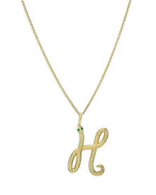 ゾエレフ レディース ネックレス・チョーカー・ペンダントトップ アクセサリー 14K Yellow Gold Emerald & Diamond Accent Snake Initial Pendant Necklace 16-18 H